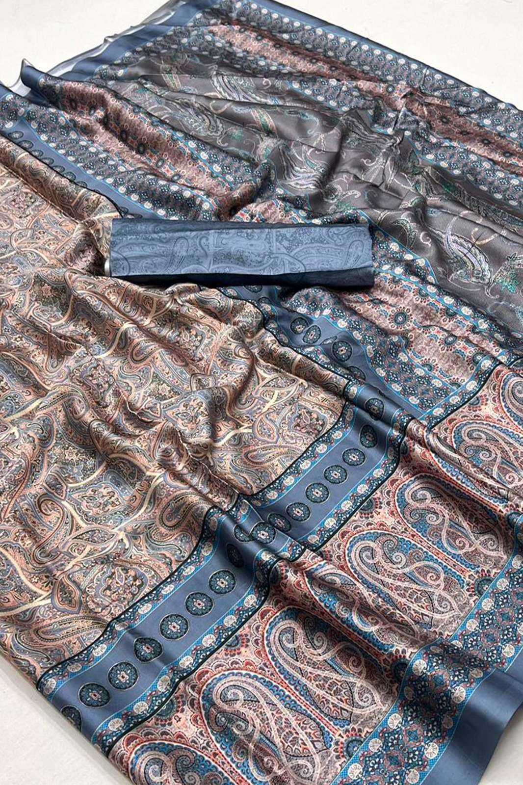 LT Fabrics GLAMOROUS Maheshwari Sattin Silk With beautiful print in multicolors saree 