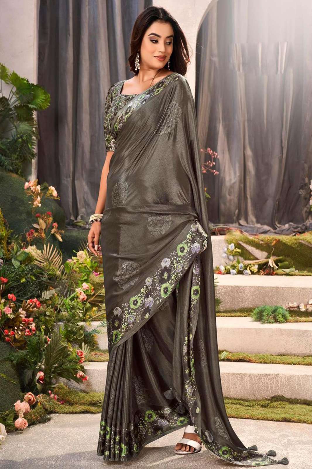 LT Fabrics MANNAT Soft Marble Silk With Satin Border with beautiful print in multicolors sarees 