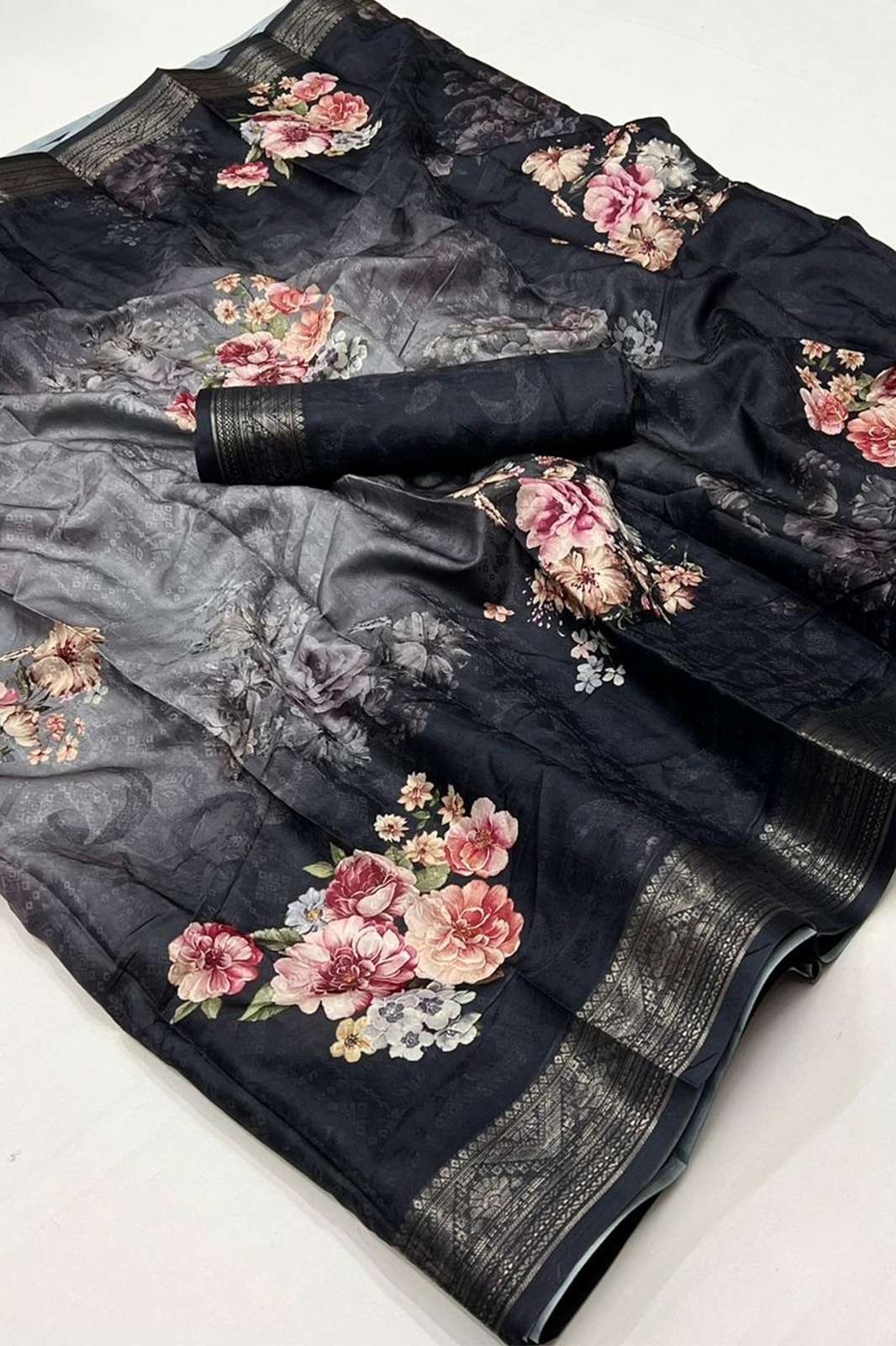 LT Fabrics SATVAM Pure Handloom Soft Silk With Weaving Self Jacquard Pattern Fabric