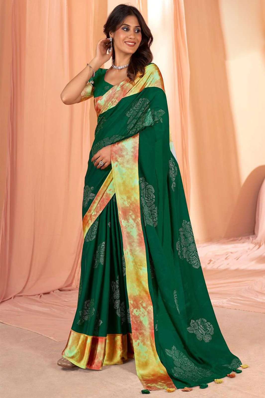LT Fabrics ZAMAKA Soft Silk With Satin Border in multicolors with beautiful border saree.