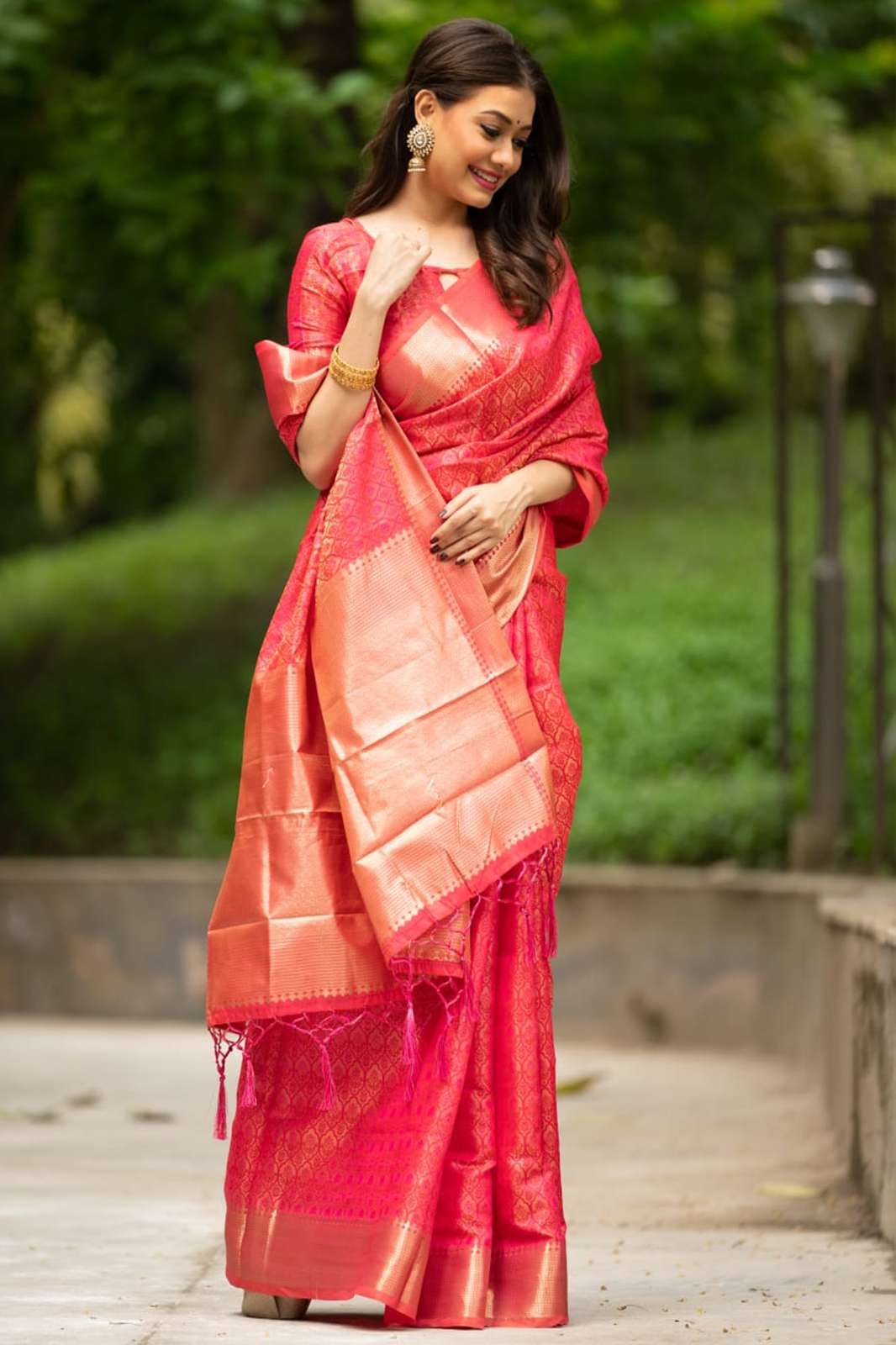 NITYA  4257 Soft banarasi silk Tanchoi saree with self weaving all over with zari border saree 