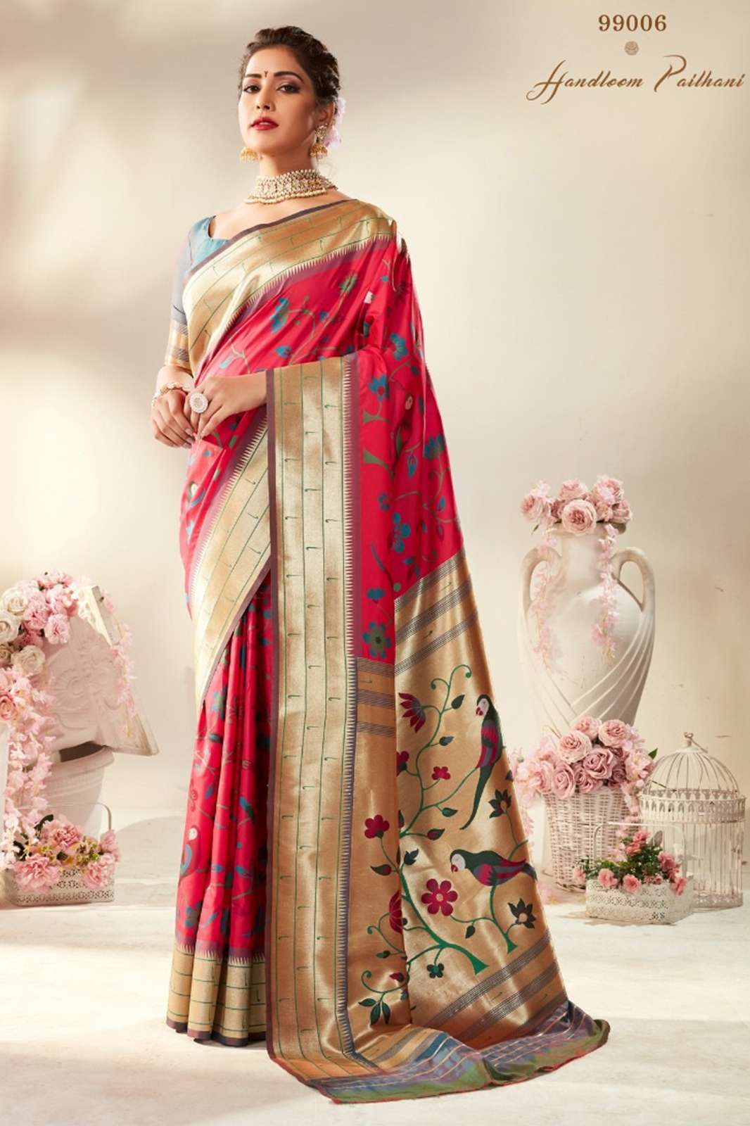 RAJPATH Tanishq Paithani Pure Paithani silk with Minakari Weaving in beautiful color