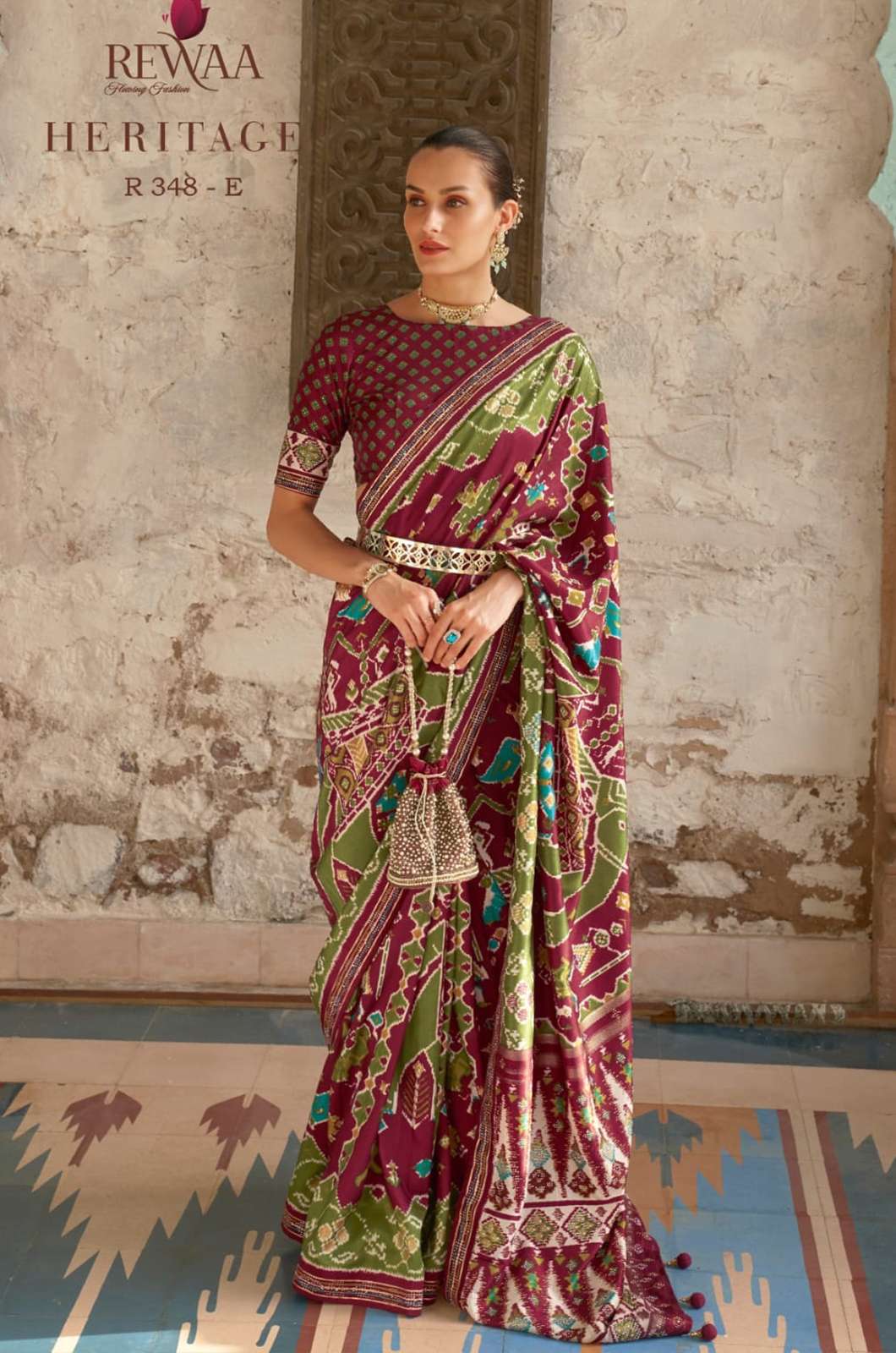 REWAA Heritage Pure Silk  Designer Patola with beautiful print in multicolors. 