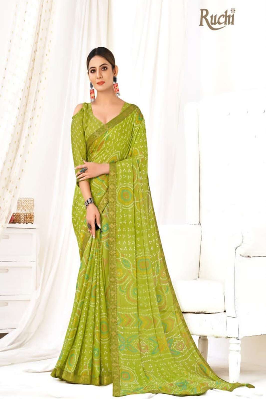 RUCHI SIMAYAA VOL-19  Chiffon Saree with attached banarasi weaved border with beautiful print sarees.