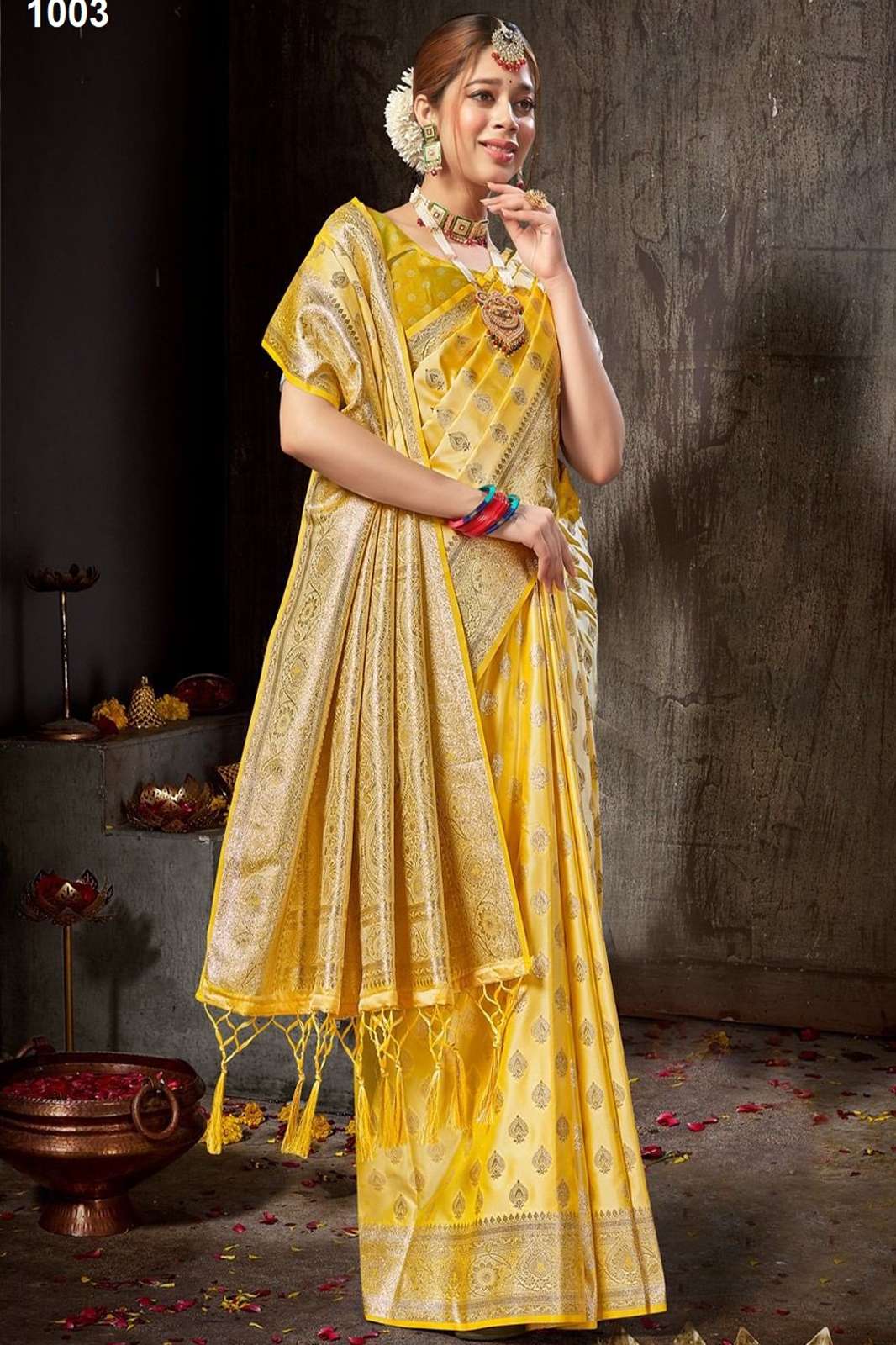 SANGAM RISHTA Banarasi Silk with beautiful print in multi colors 