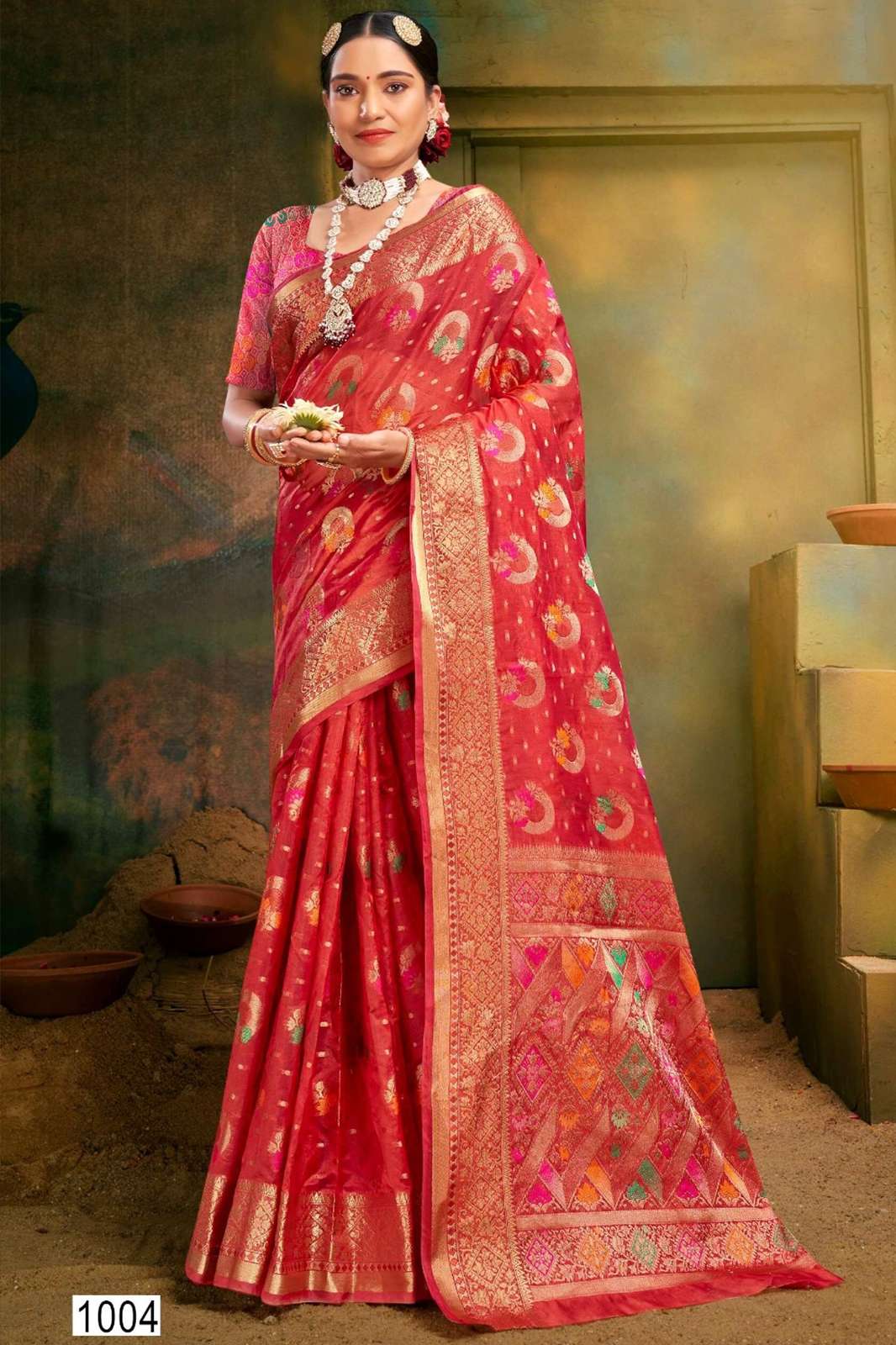 SAROJ SAREE Bhagyashree-1  Soft Orgenza Saree with Mina Weaving and Rich Pallu sarees.