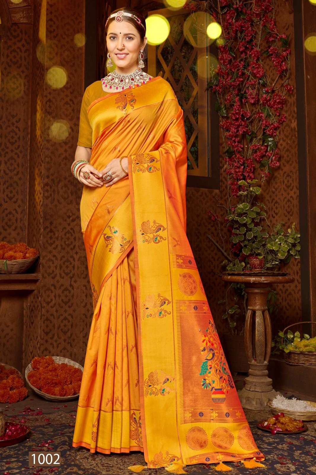 SAROJ SAREE Paarvati vol.1 Silk saree with beautiful prints in multi colors sarees .