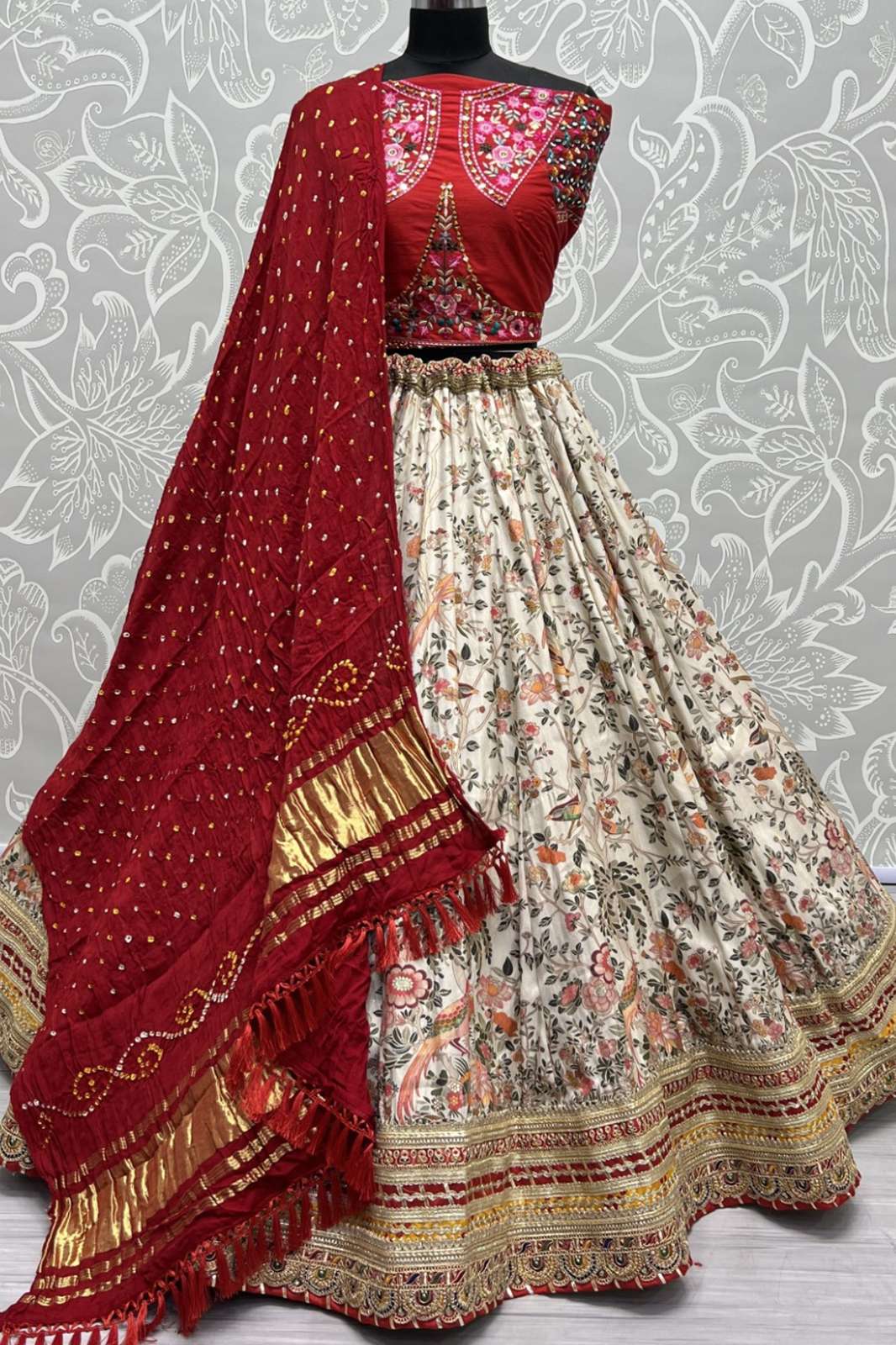 ANJANI ART 2603A TO 2603E Fancy Embroidery Lace, Heavy Print Lehenga 