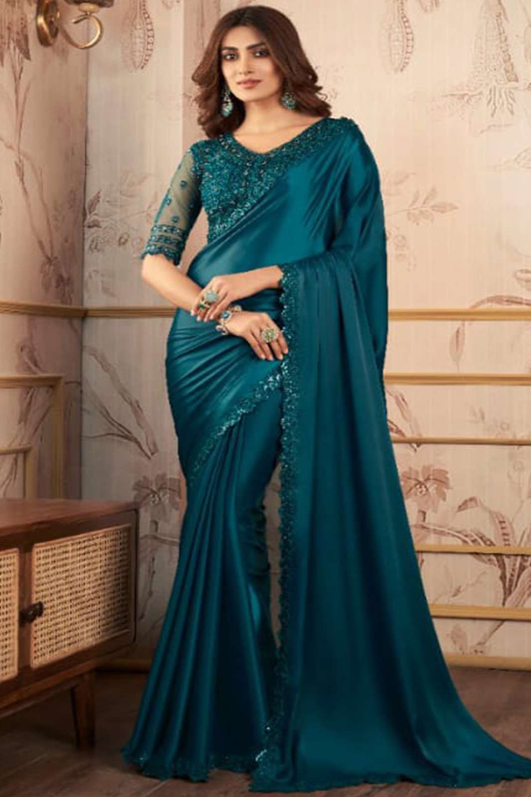 ANMOL CREATION KAINA GORGETTE DIGITAL SHIMMER SAREE IN BEAUTIFUL COLORS