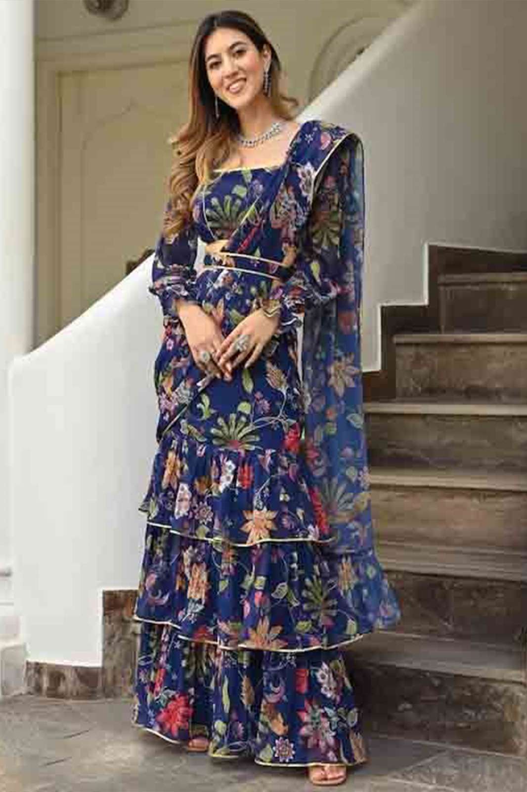 ARYA georgette Printed Saree Ready To Wear 