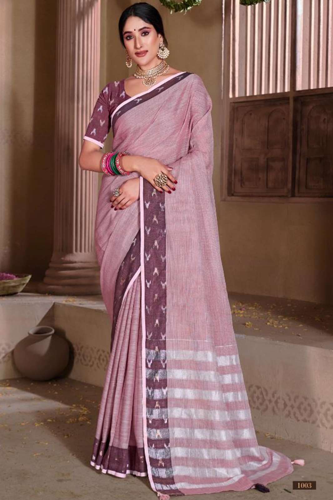 BUNAWAT AARUSHI VOL-2  linen  Work saree in multi colors 
