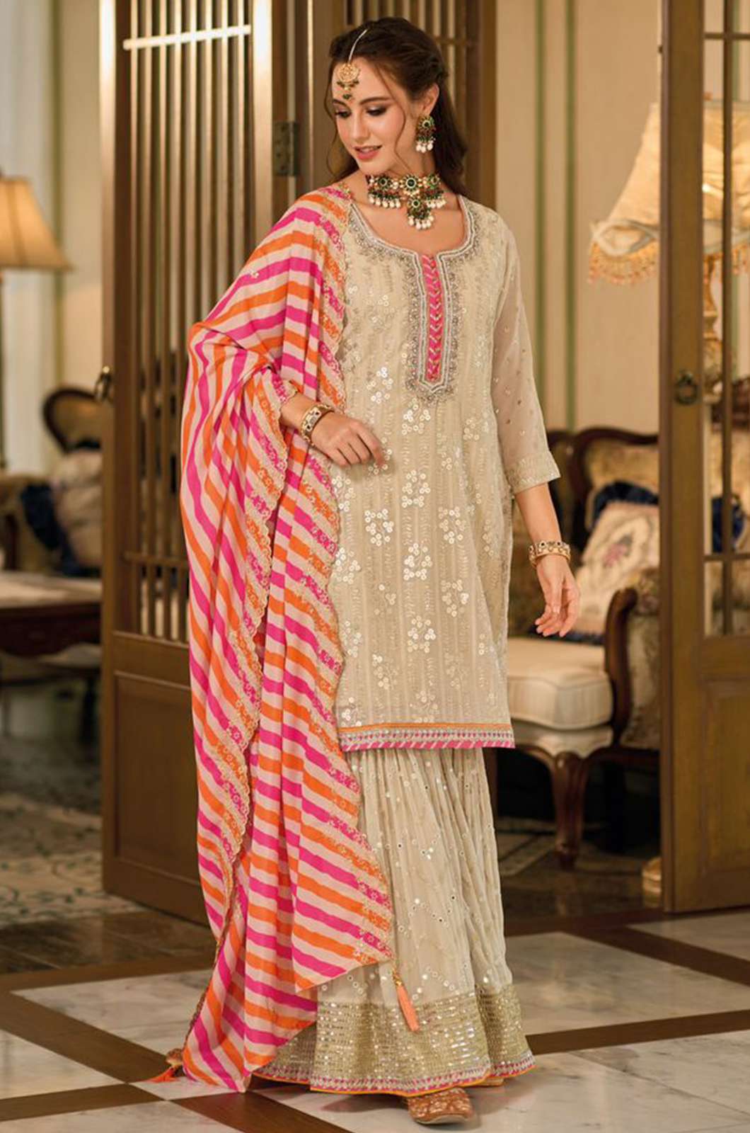 EBA ARMANI VOL -6 FAUX GEORGETTE SUIT WITH EMBROIDERY WORK