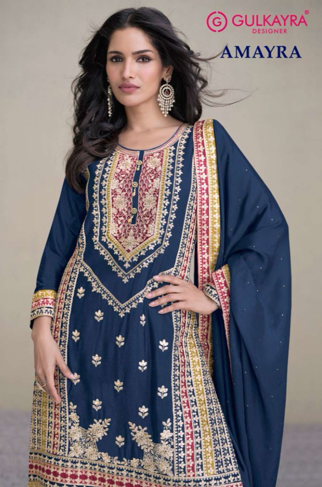GULKAYRA AMAYRA REAL CHINON SUIT WITH HEAVY EMBROIDERY WORK