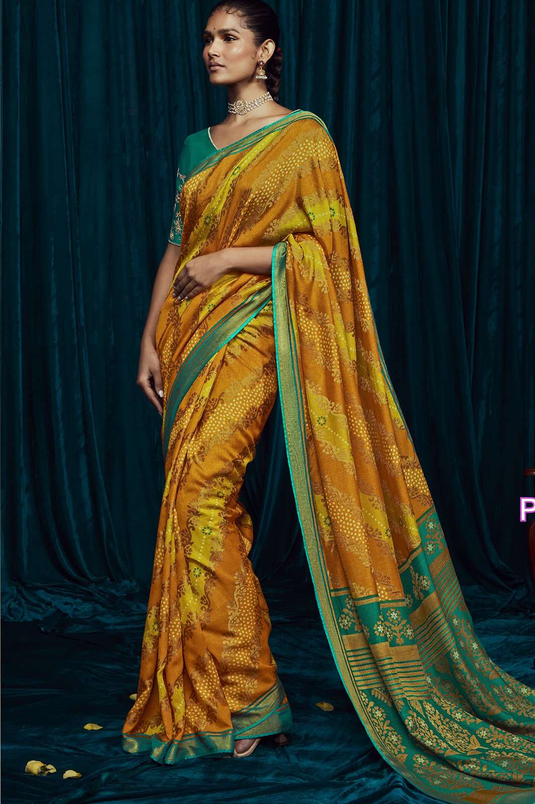 KIMORA Meera 12 Soft Brasso Silk Saree with Beautiful Print in Multicolors 