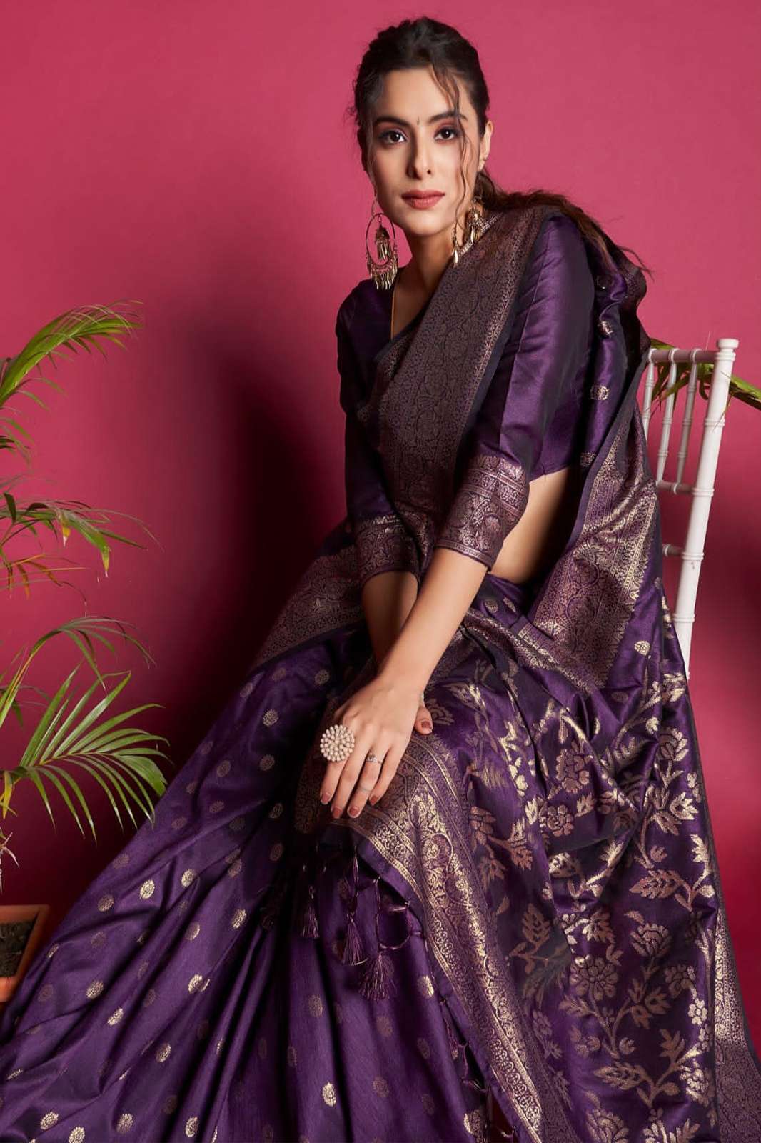 NITYA 3653 Banarasi Raw Silk saree with all over zari weaving pattern saree 