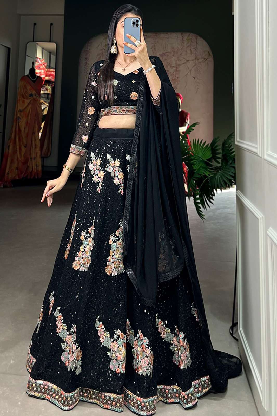 PAYAL CREATION 1803BLK Sequins and Thread Embroidery Work  Lehenga 