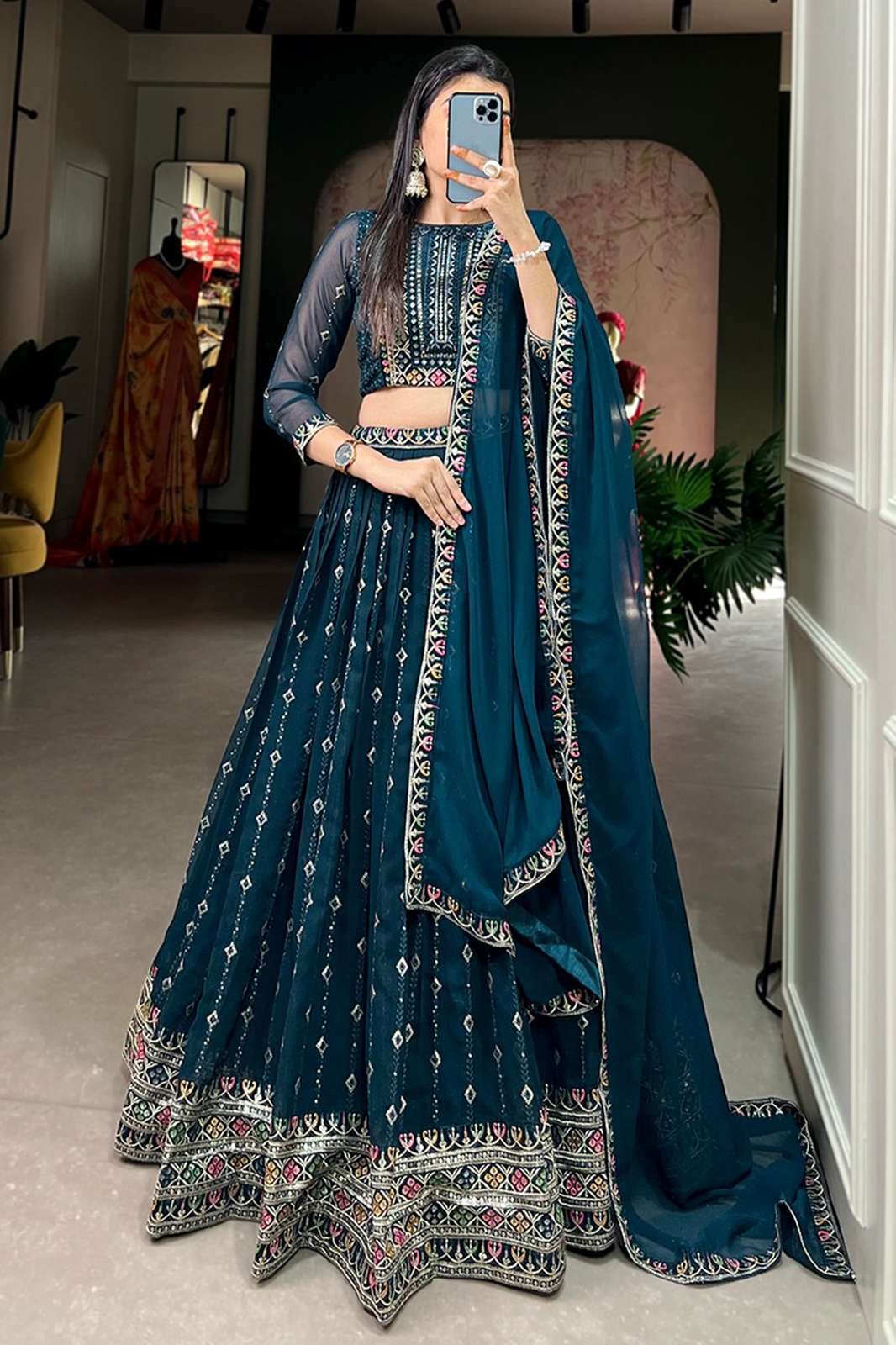 PAYAL CREATION 1804NBL Sequins and Thread Embroidery Work Lehenga 