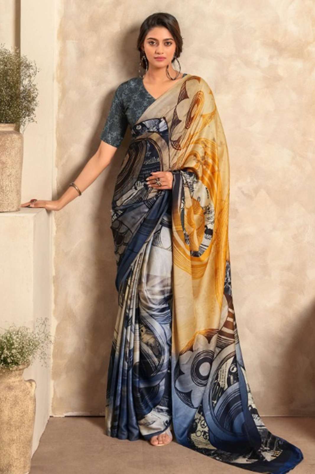 RAJPATH Jasmine Silk Satin Crepe Saree With Beautiful Print in Multicolors 