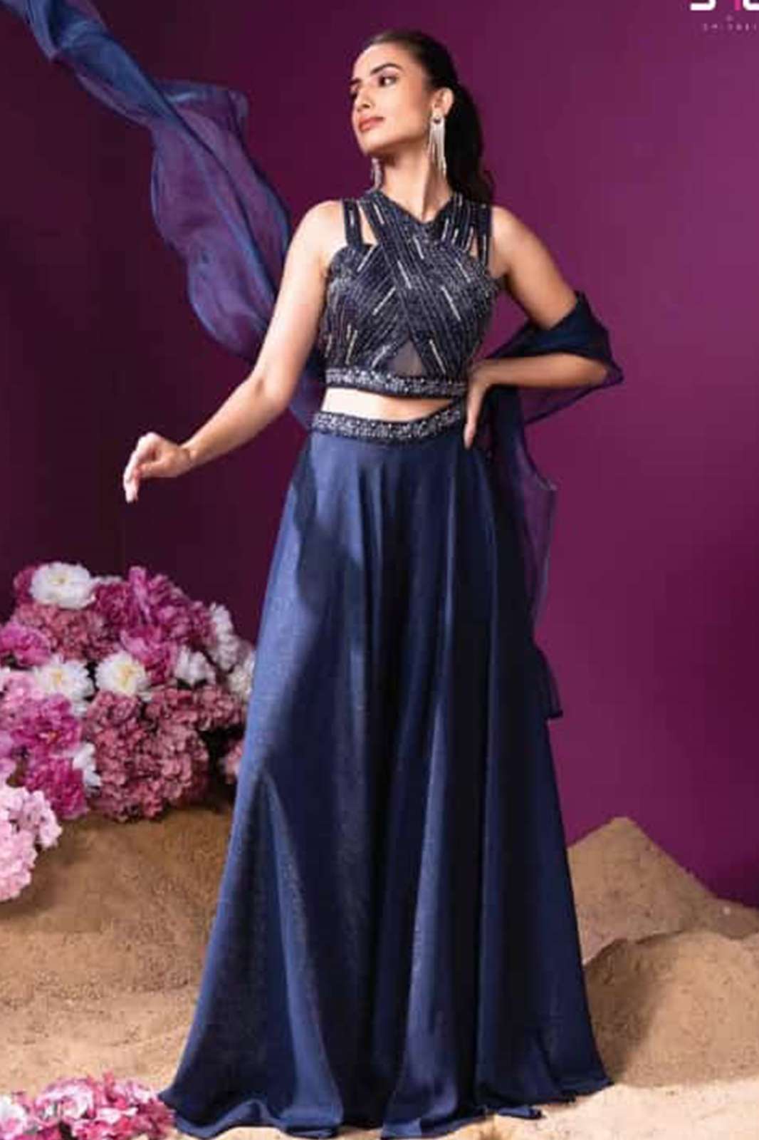 Shri Balaji Emporium S-004 Newest Designer Crop Tops With Plazzo In Singles dress 