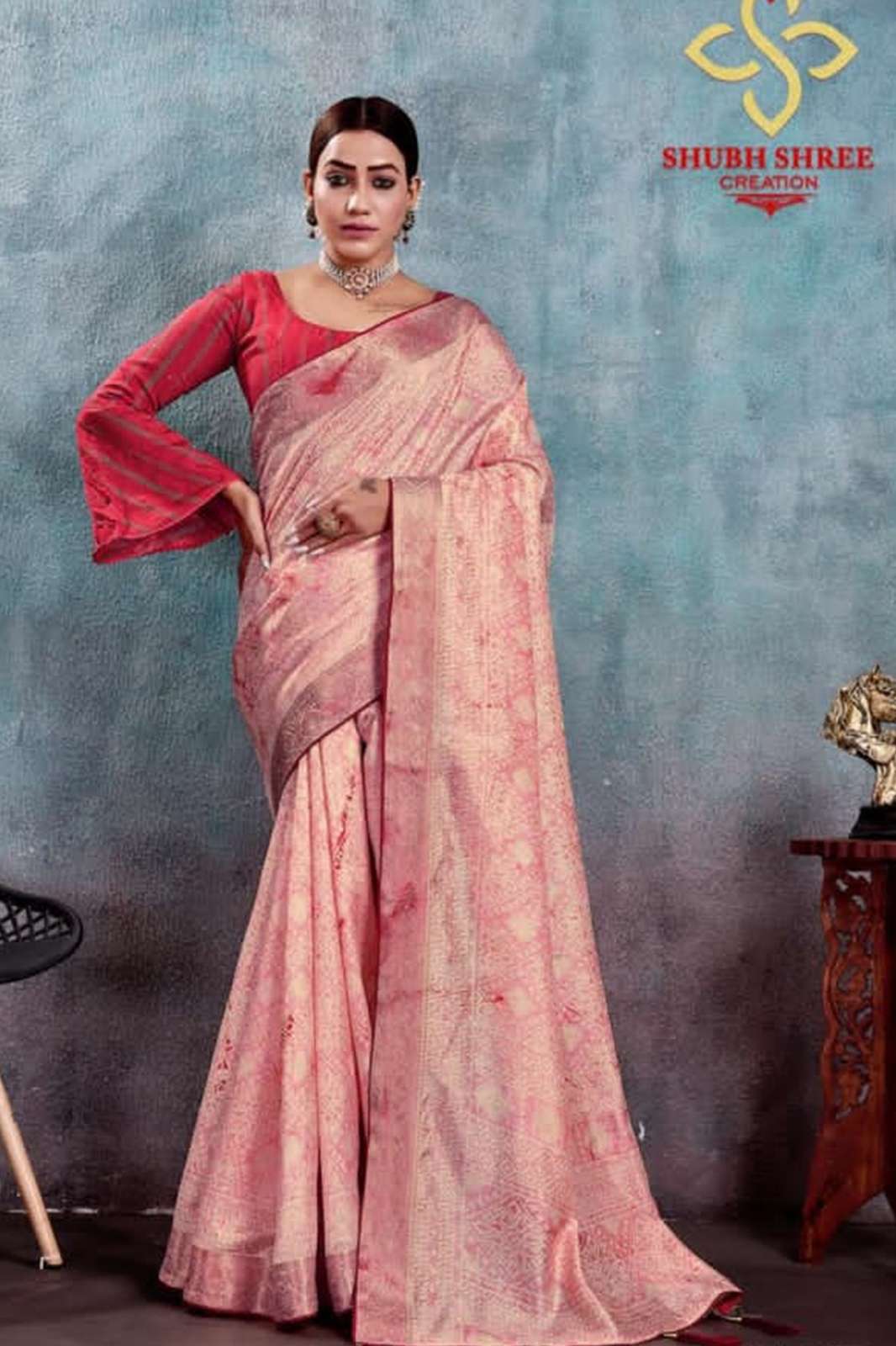 SHUBH SHREE SAACHI VOL-02  tussar silk with self weaving pattern with kasab weaving jacquard border saree