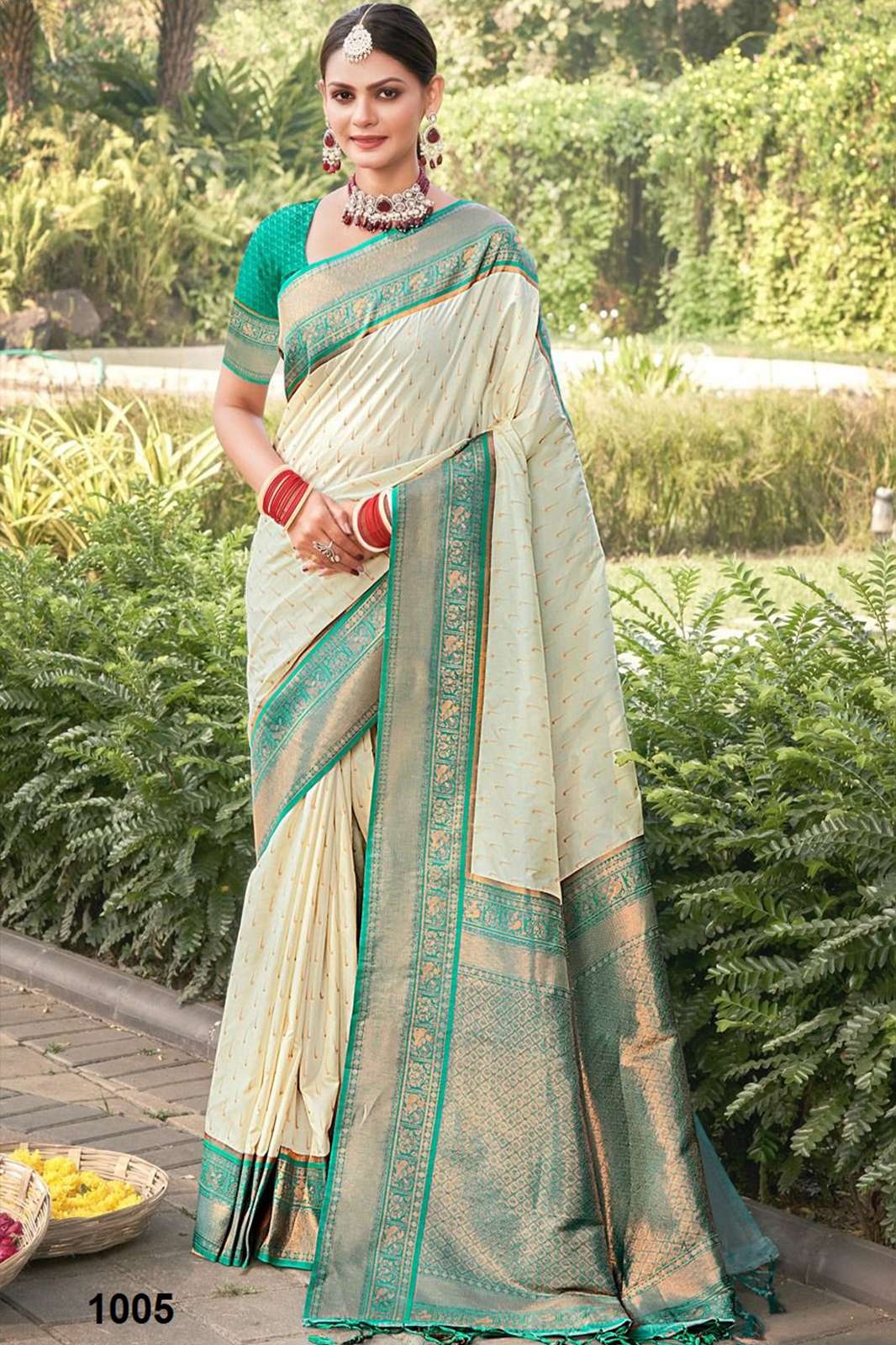 BUNAWAT RUTPRABHA SILK  Banarasi soft silk saree with beautiful print in multi colors 