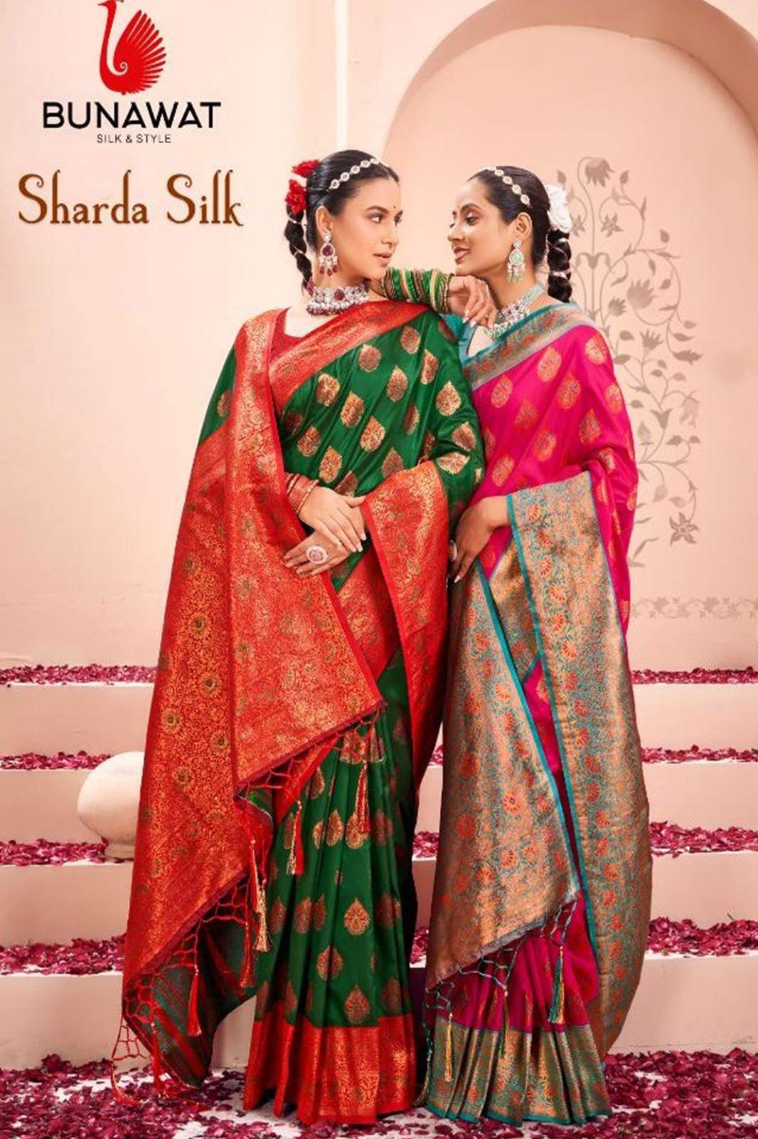 BUNAWAT SHARDA SILK Kanjivaram Silk Saree In beautiful Multicolors