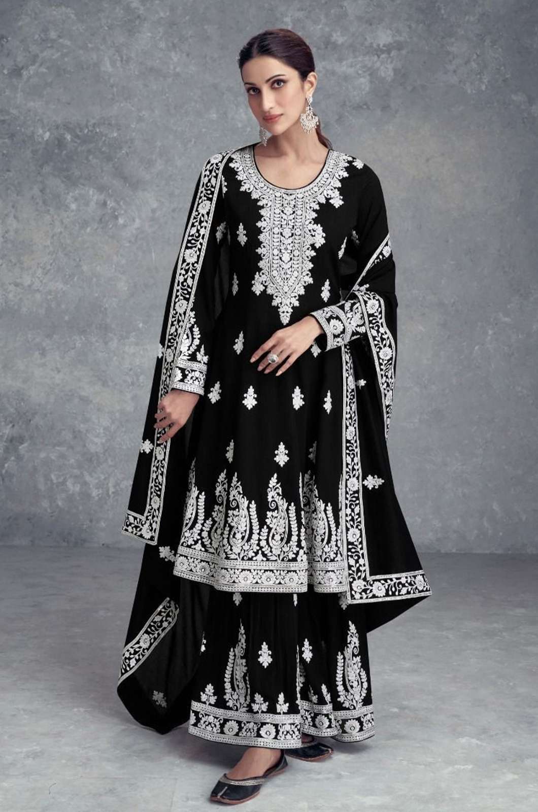 GULKAYRA FARANA REAL CHINON SUIT WITH EMBROIDERY WORK