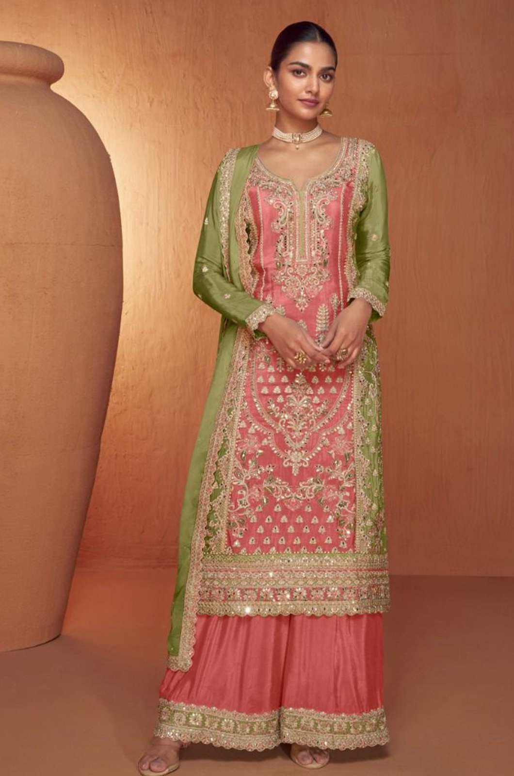 GULKAYRA SAHELI REAL CHINON SUIT WITH EMBROIDERY WORK