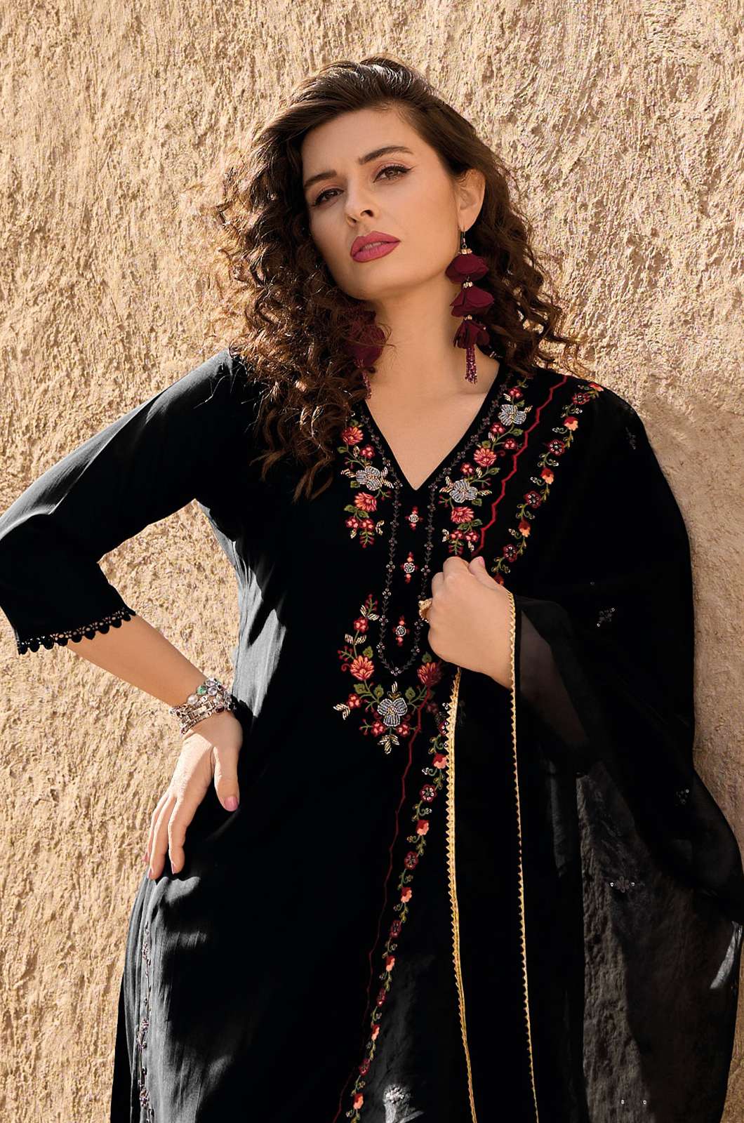 LILY & LALI Miraan Milan Silk Handwork Suit with Embroidery Work