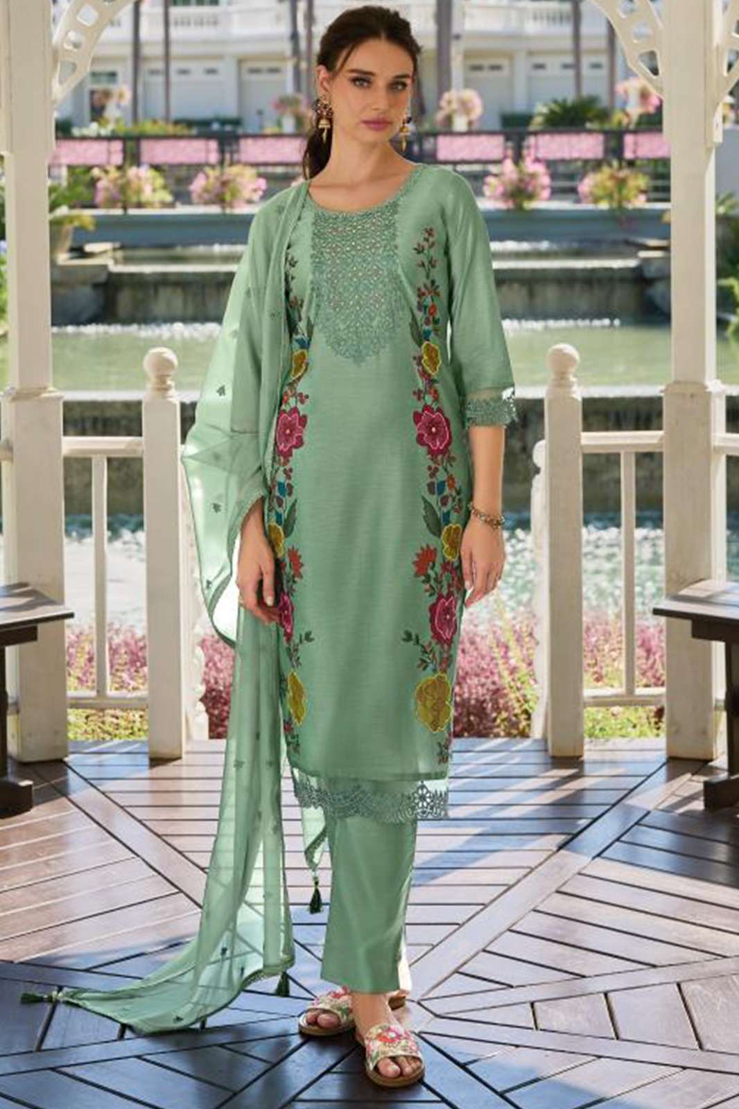 LILY & LALI SAFINA Print & Handwork On Chanderi silk, Cut Work Embroidery Suit