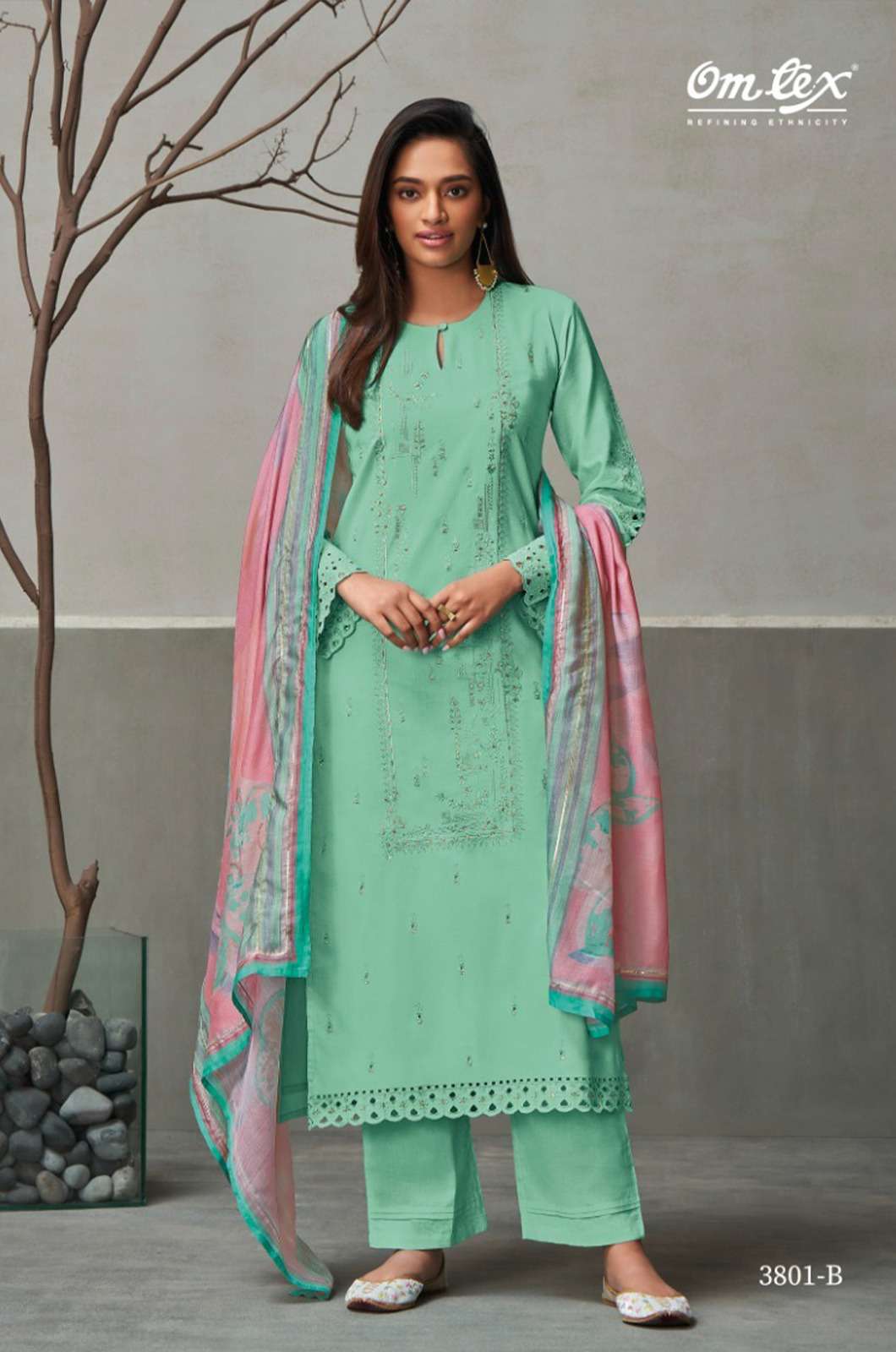 Omtex Gazal LAWN COTTON CUT WORK EMBROIDERY WITH HANDWORK SUIT
