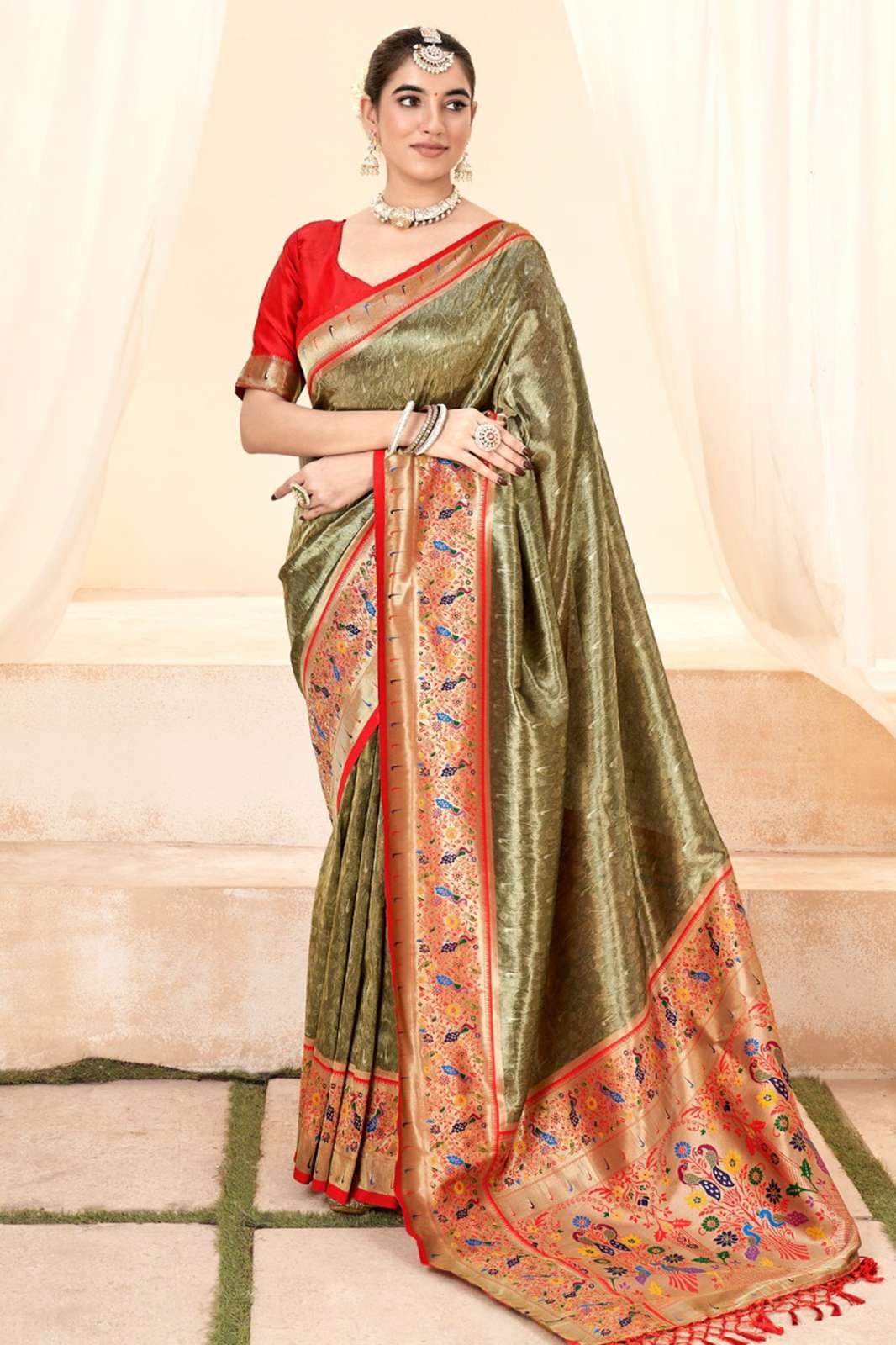 RAJPATH Lavnya Silk Pure Paithani Tissue Silk With Zari  Border Sarees in Beautiful colors 