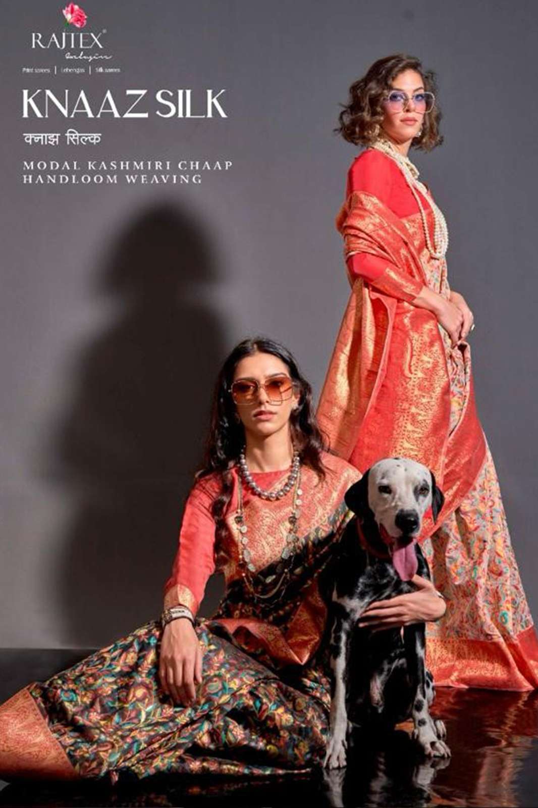 RAJTEX Knaaz Silk Modal Kashmiri Chaap Handloom Weaving Sarees