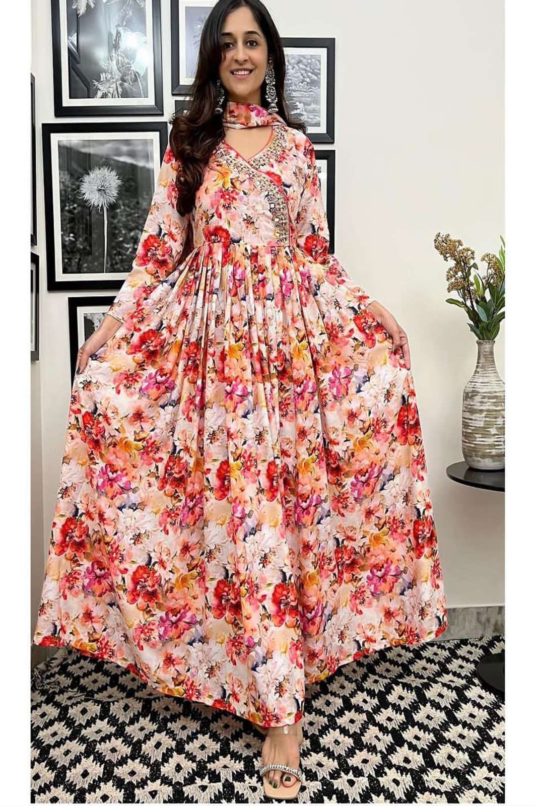 Shri Balaji Emporium 5154 Fox Georgette with Floral printed flared gown
