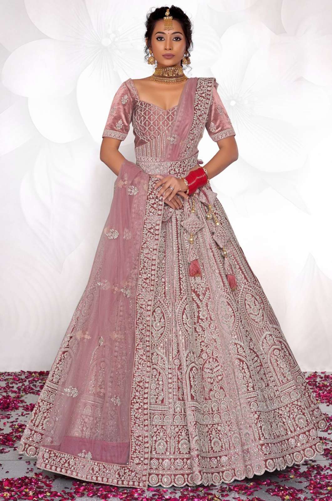 Shri Balaji Emporium 8690 Heavy Velvet Bridal Lehenga with Multi thread Sequins Work 