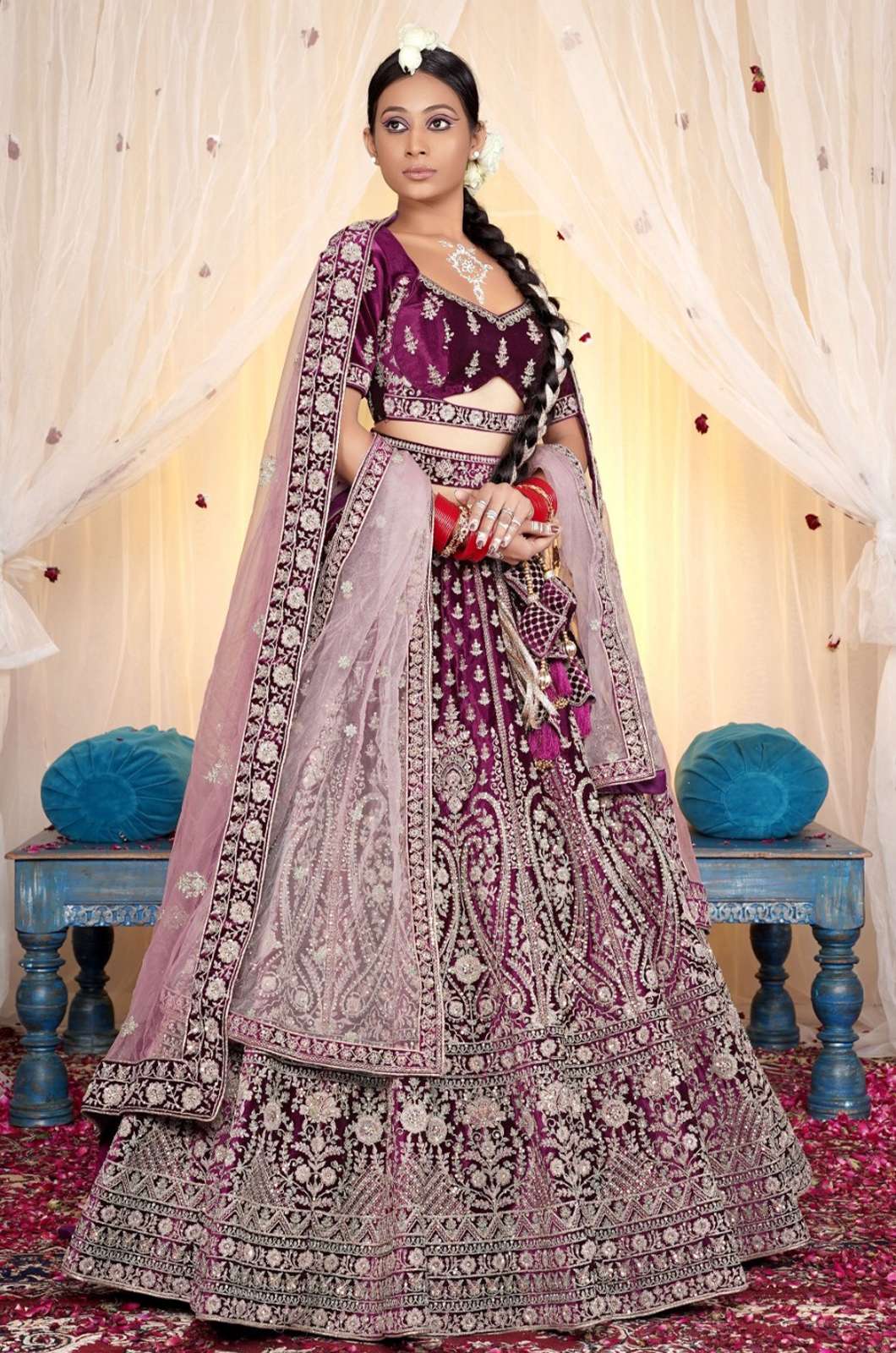 Shri Balaji Emporium 8747 Heavy Velvet Bridal Lehenga with Multi thread Sequins Work
