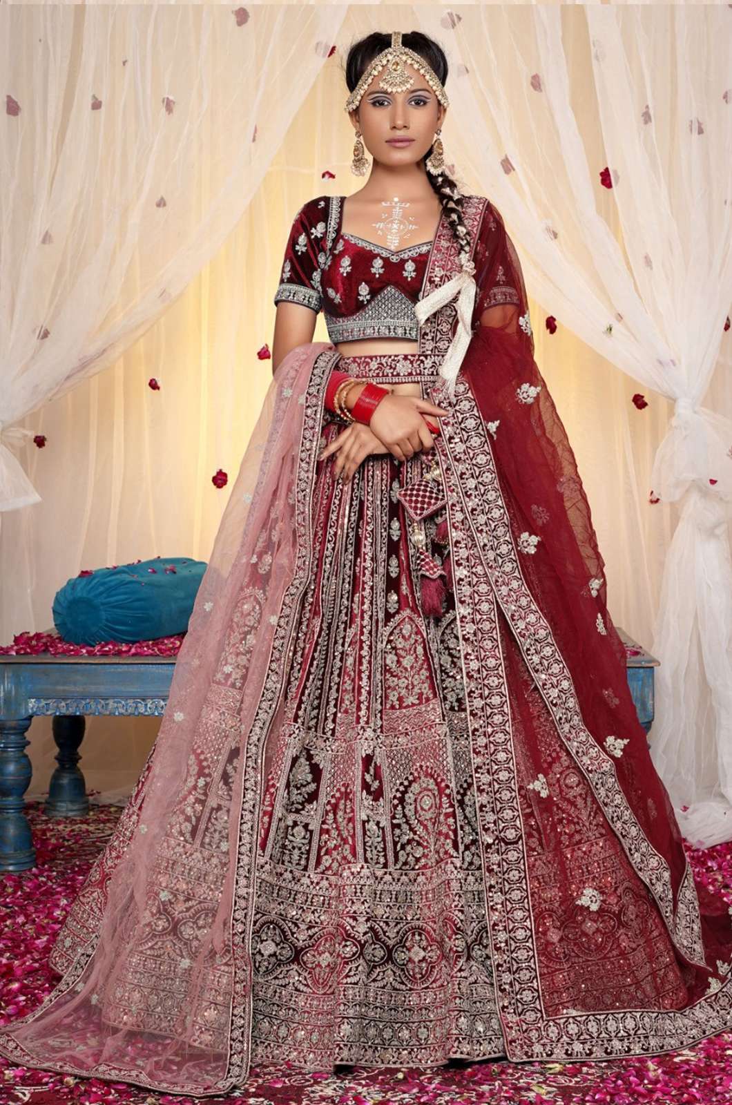 Shri Balaji Emporium 8749 Heavy Velvet Bridal Lehenga with Multi thread Sequins Work