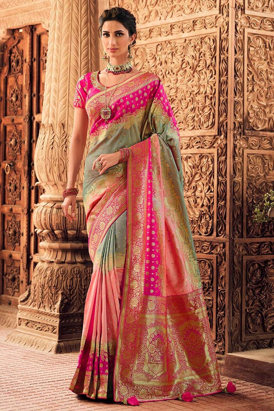 Shri Balaji Emporium Benarasi Silk Jacquard Woven Saree In Beautiful Colors