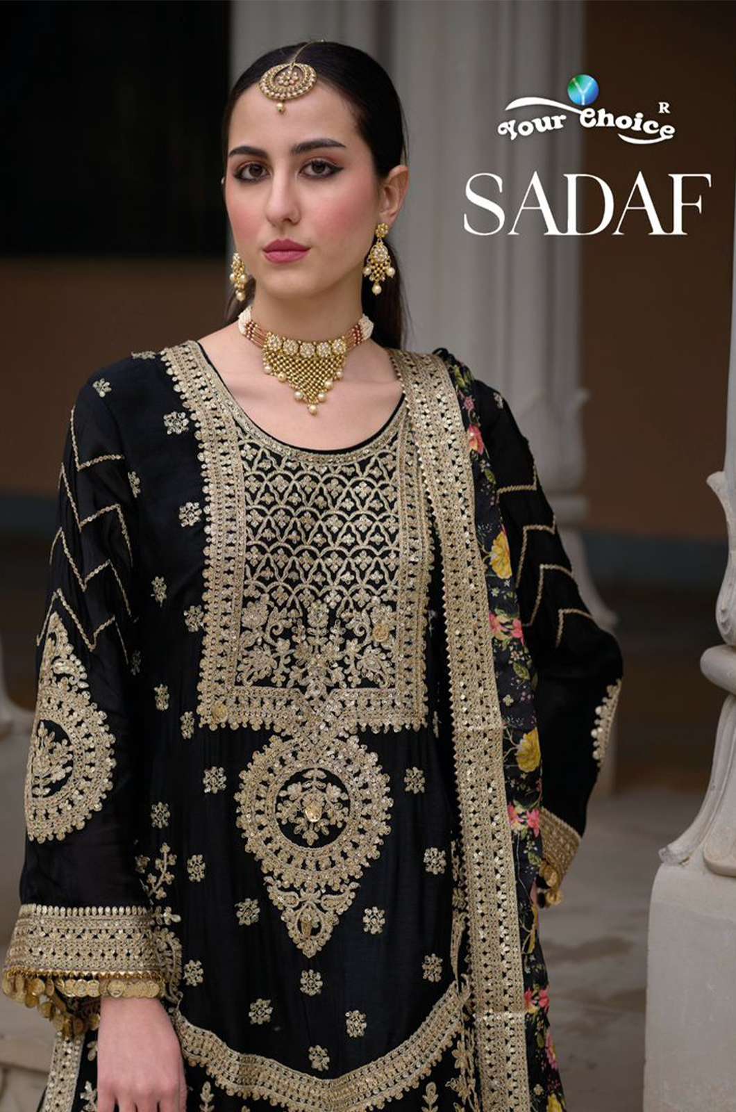 Your Choice SADAF Pure Chinon Party Wear Suit with Embroidery work