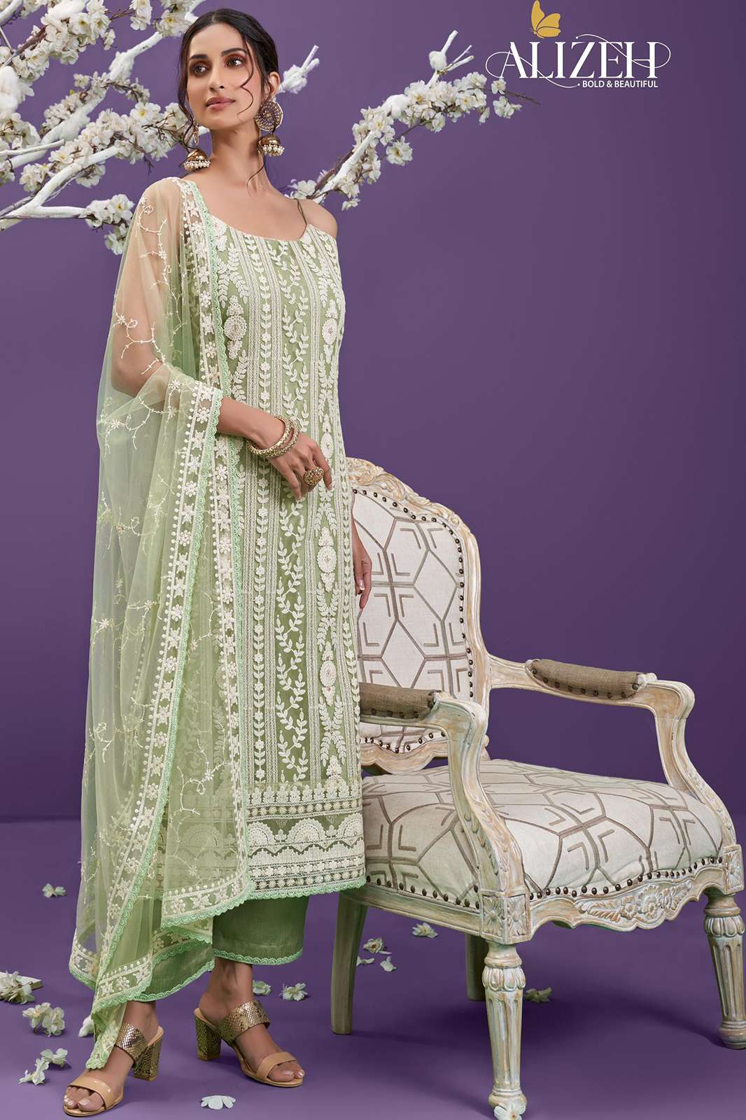 ALIZEH 5702 Lucknowi 2025 Butterfly Net Latest Pakistani Collection