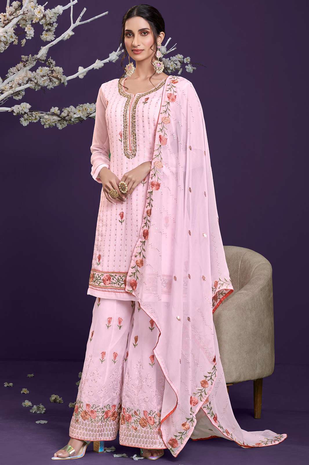ALIZEH  5857 Alizeh Zaida Hit Design Georgette Pakistani Sharara Suit 