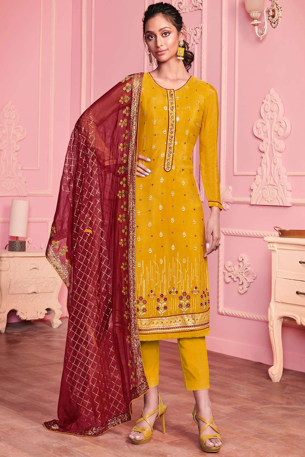 ALIZEH 5967 Alizeh Murad 2015 Yellow Georgette Suit Salwar Pant 