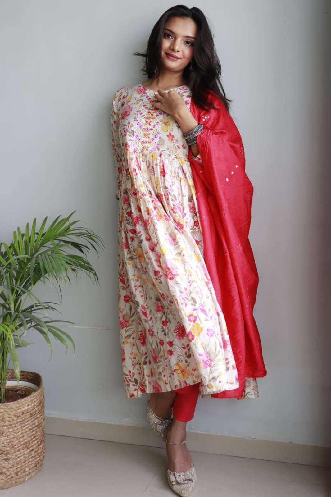 BANWARI FASHION 6077 KOMAL Pure Viscose Maslin print Anarkali Suit 