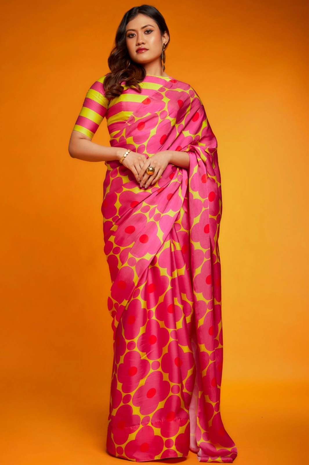 Gajraj Fashion 5813 Celebrity inspired Aesthetic print super soft satin saree