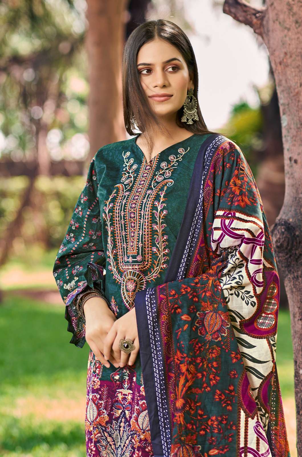 LEVISHA Naira Nx Vo-3 5756 Cemric Cotton Pakistani  Style Print with Fancy Self Embroidery Suit