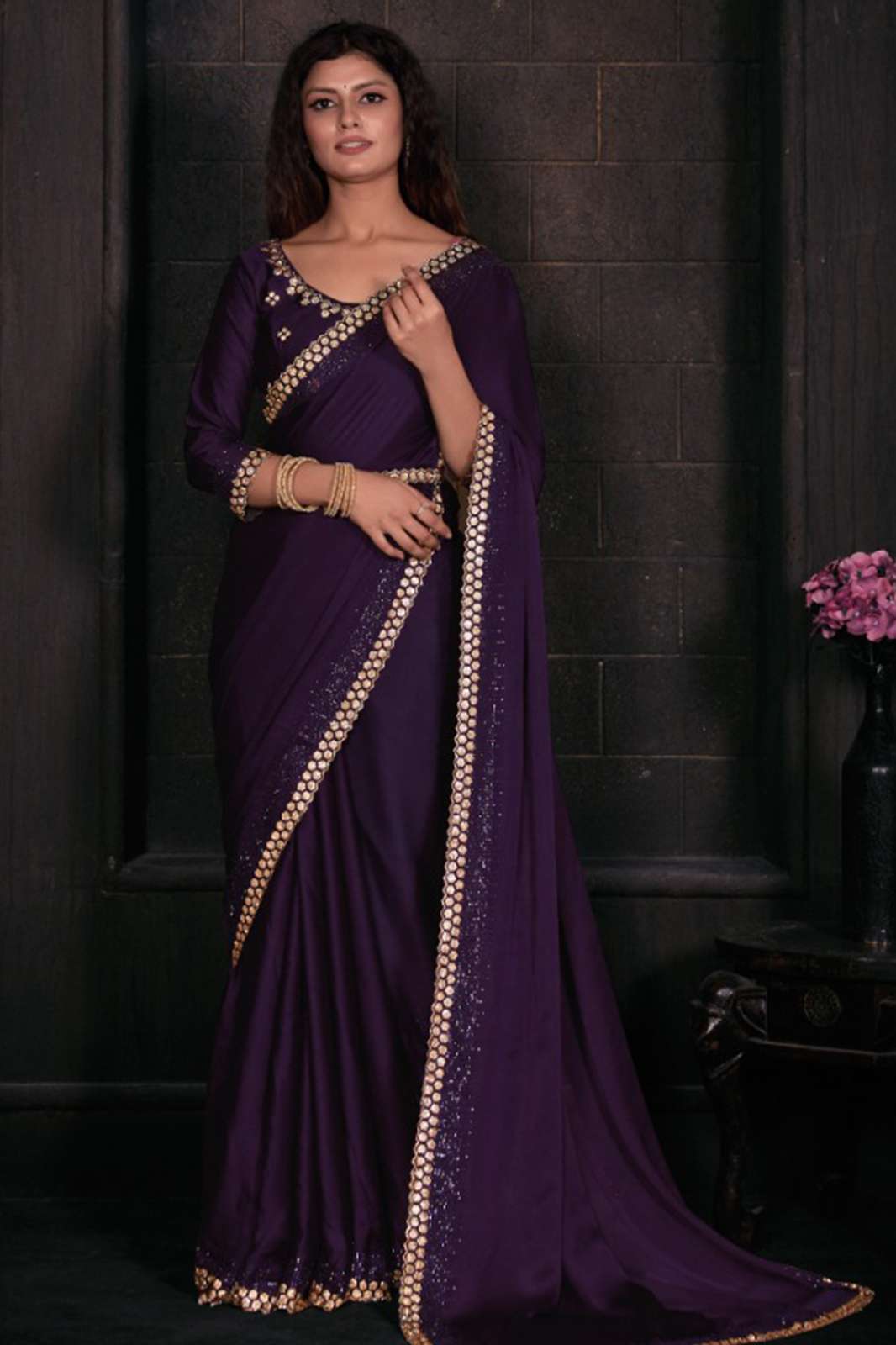 MEHEK 5573 748A TO 748F Pure Satin Georgette Blooming Fabric with Heavy Handwork Sarees With Belt