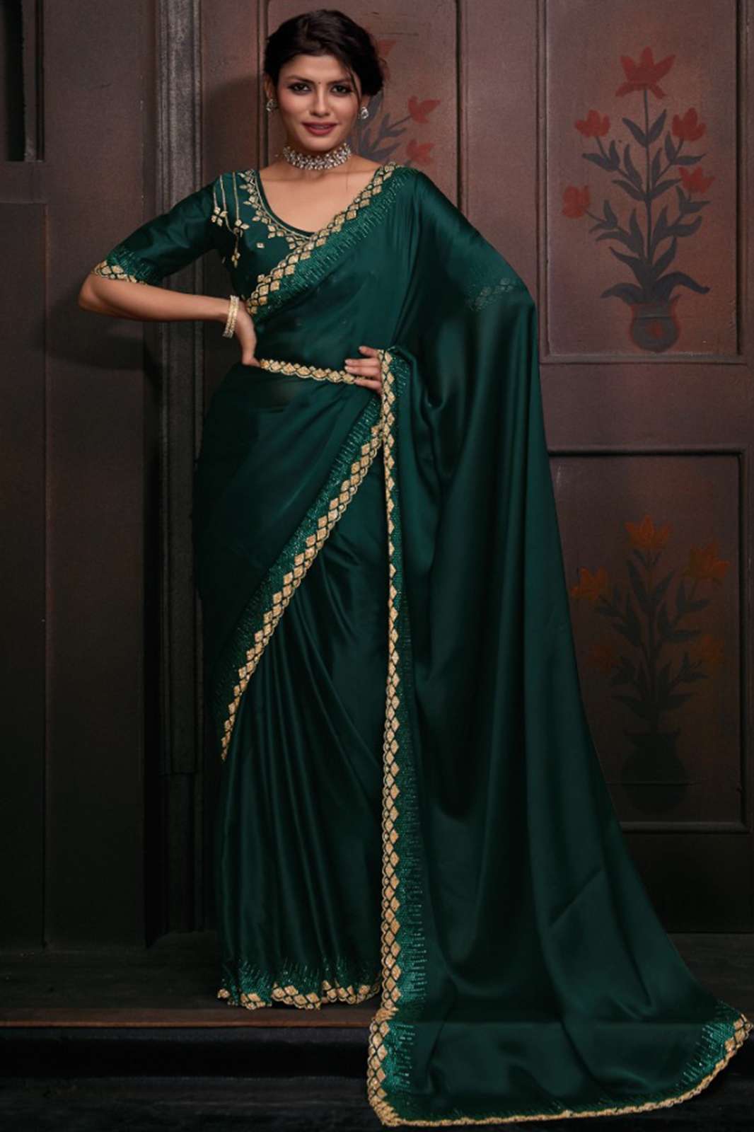 MEHEK 5599 749A TO 749F Pure Satin Georgette Blooming Sarees With Belt