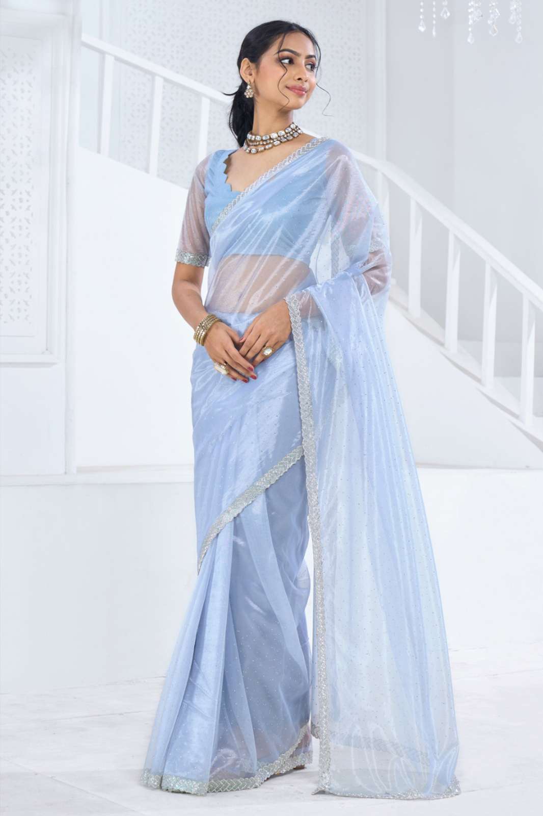 MEHEK 5717 811A TO 811E soft organza with heavy swroski work sarees