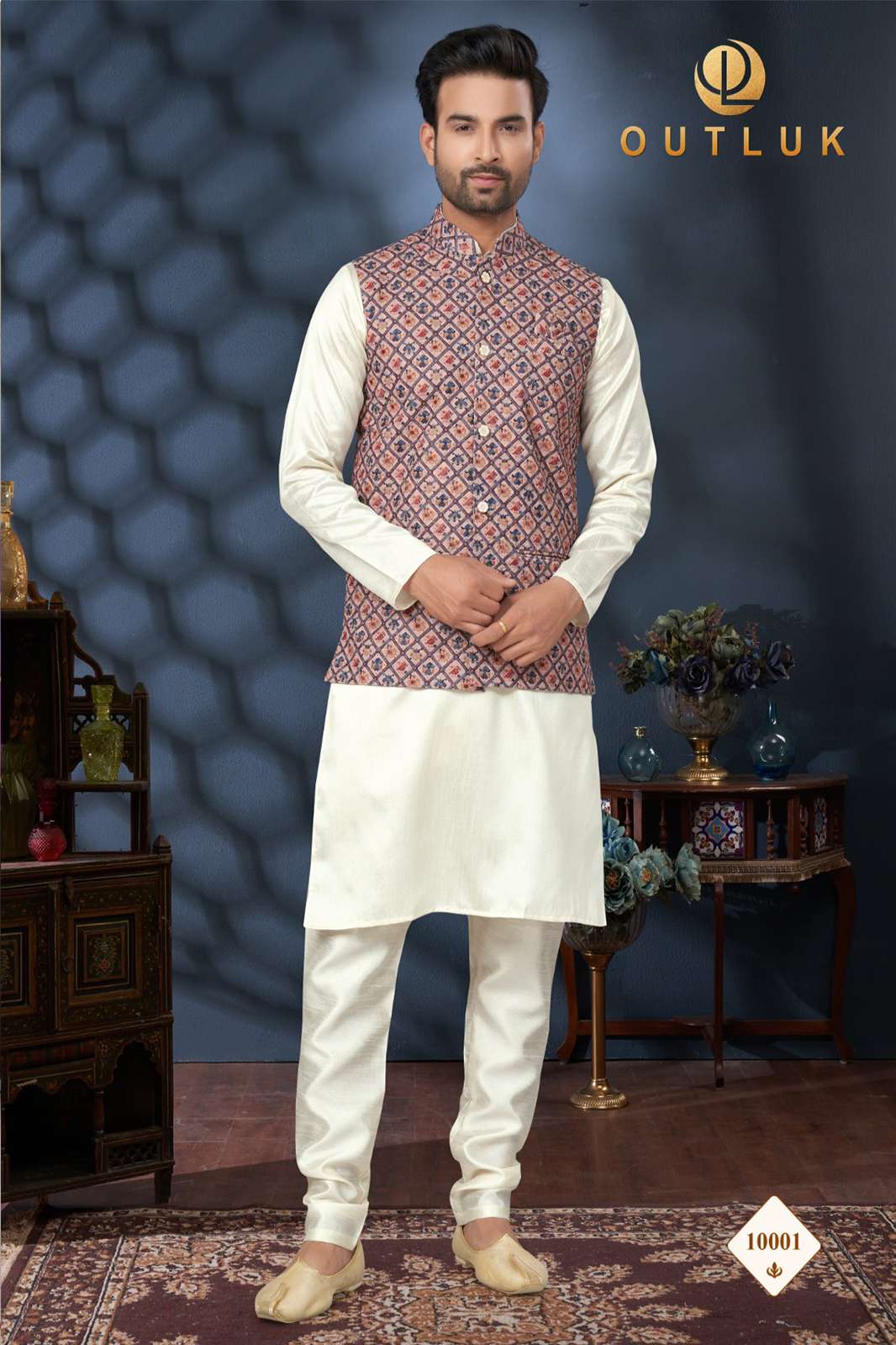 OUTLUK Outluk Wedding Collection Vol 10 : Heavy Cotton digital Print with Heavy Lakhnowi and Sequnce Work Kurta