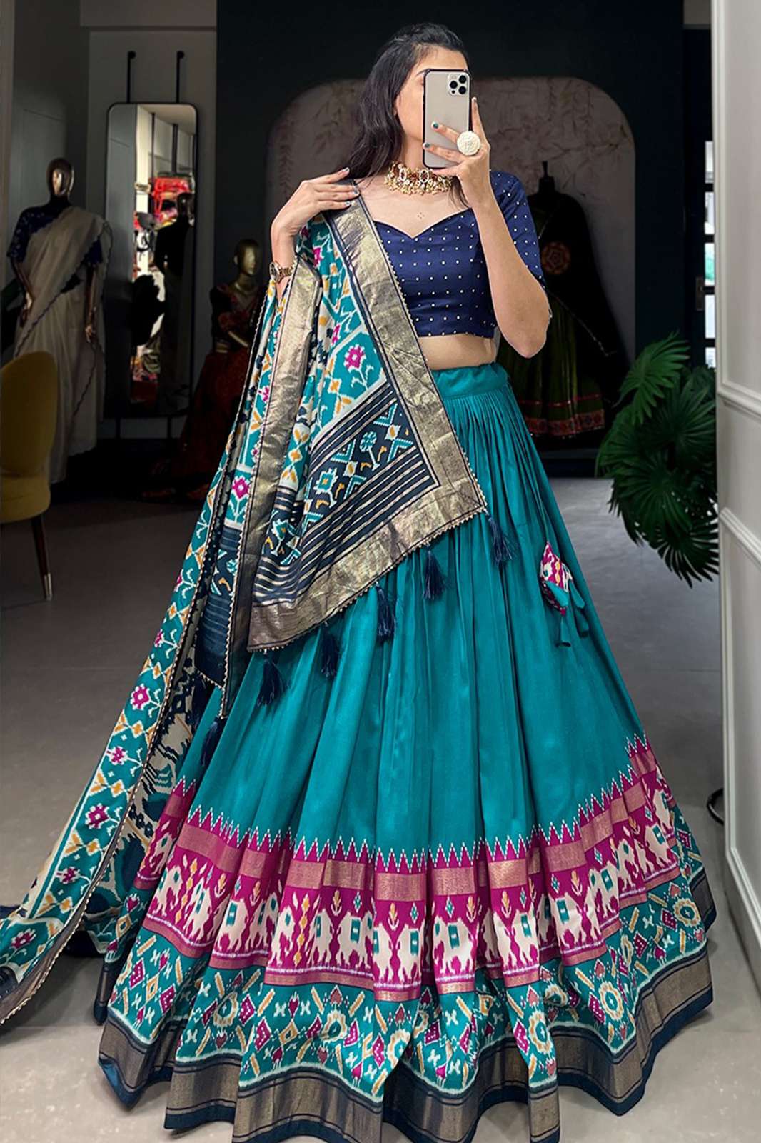 PAYAL CREATION 5812 1680NBL Tussar Silk Patola Print With foil work Lehenga Choli 